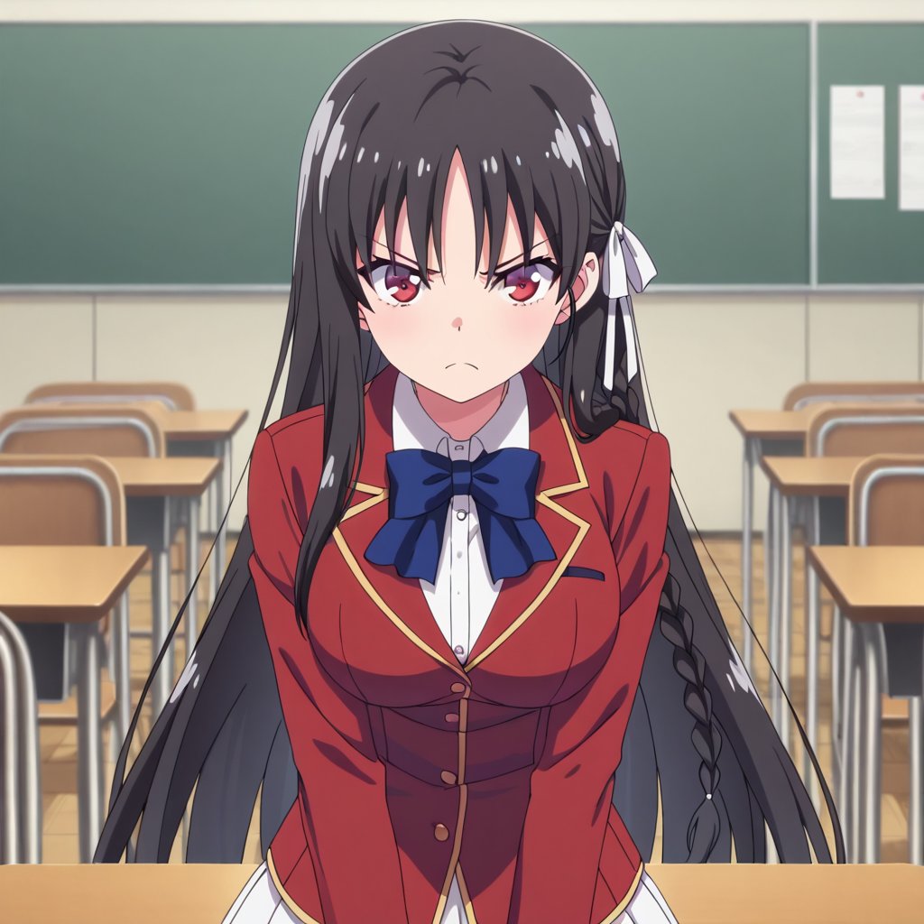 Horikita suzune (Youkoso Jitsuryoku Shijou Shugi no Kyoushitsu e),  black hair,  very long hair by A1tan on Tensor.Art
