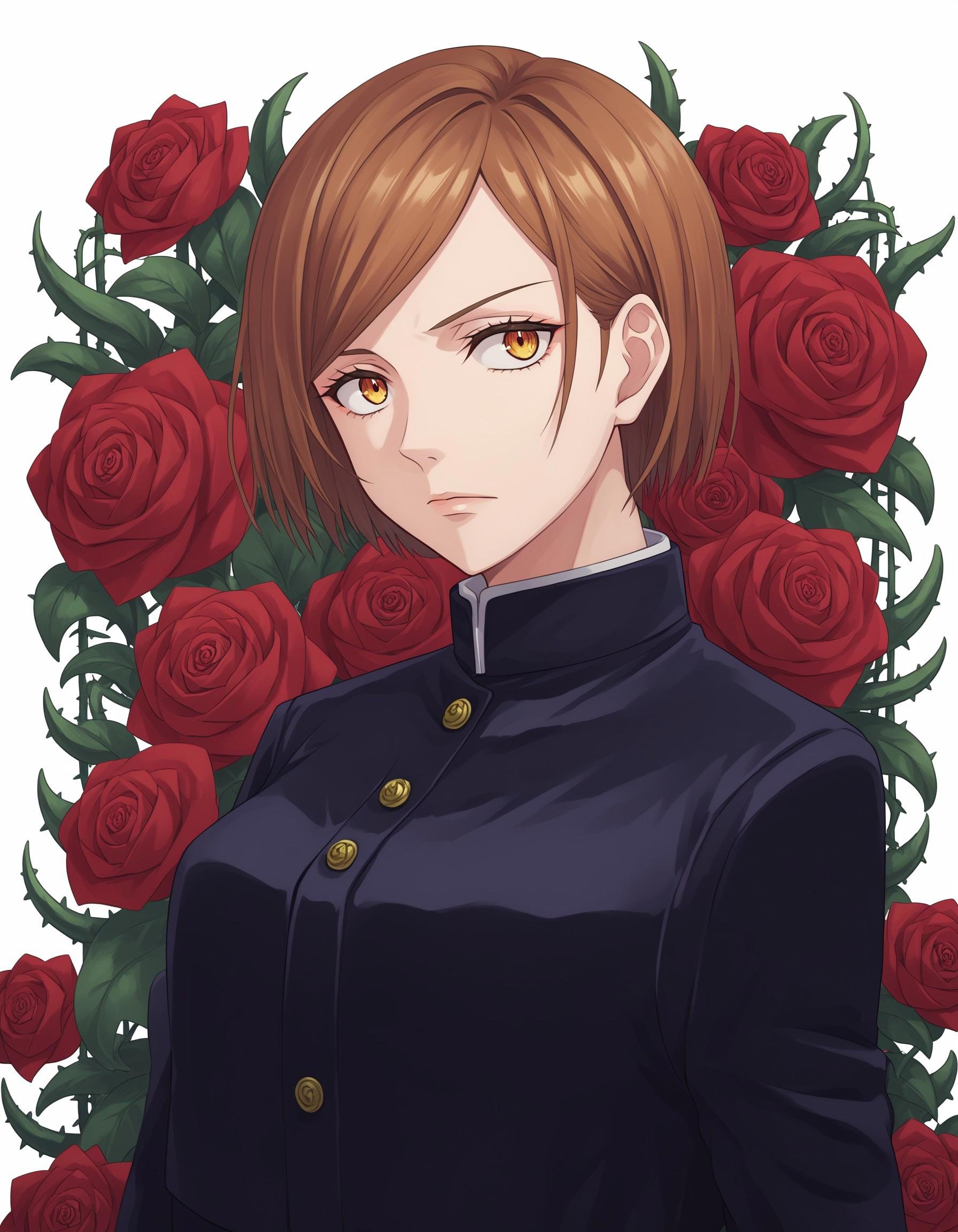 1girl,  kugisaki_nobara,  flower by Ayanna_01 on Tensor.Art