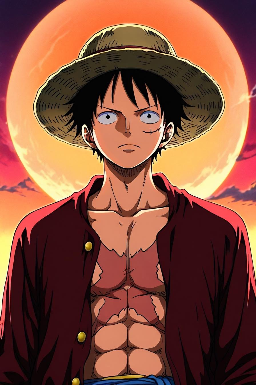 Luffy,  red jacket,  scar on chest by zura_janai on Tensor.Art