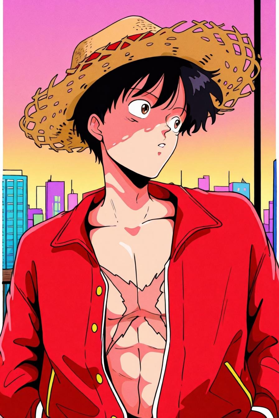 Luffy,  red jacket,  scar on chest by zura_janai on Tensor.Art