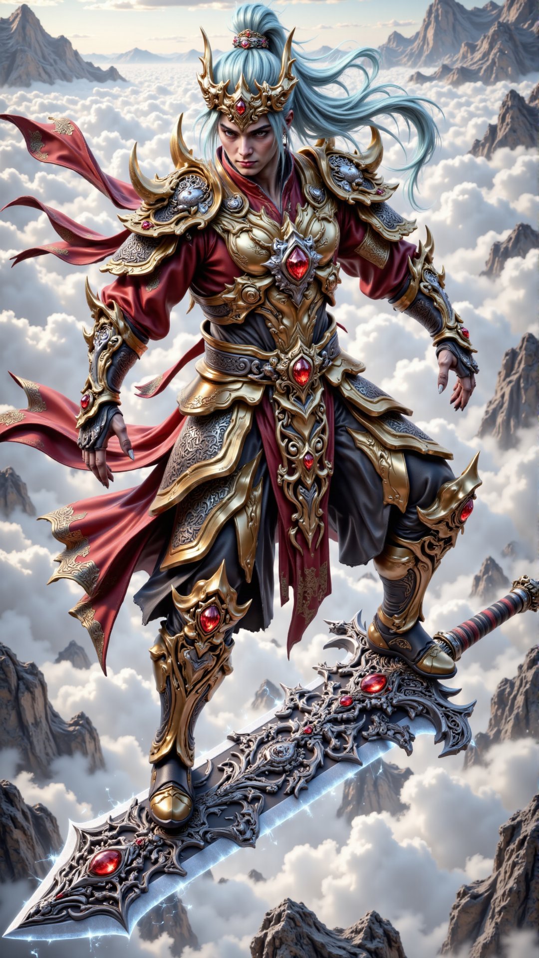 swordriding,  standing on a floating sword by MagicPeter on Tensor.Art