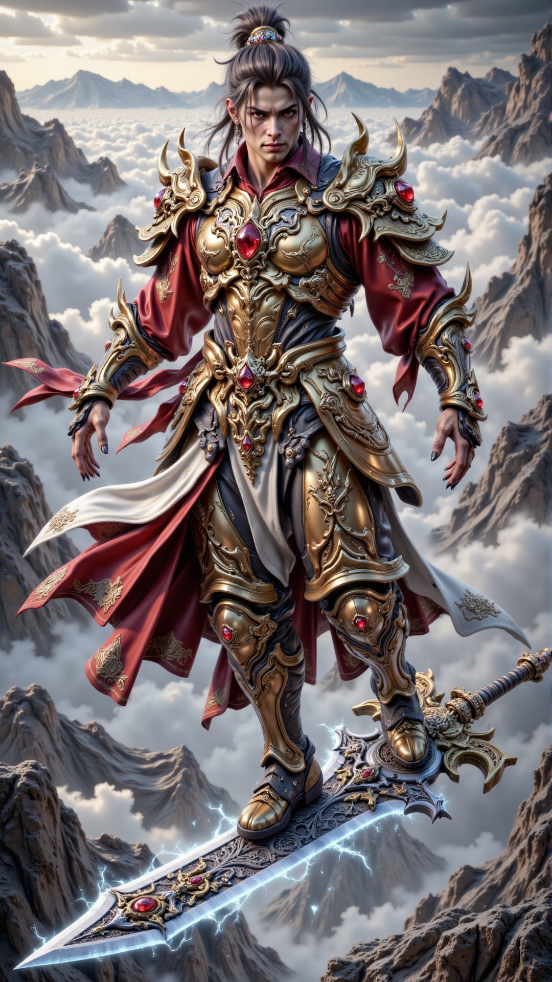 swordriding,  standing on a floating sword by MagicPeter on Tensor.Art