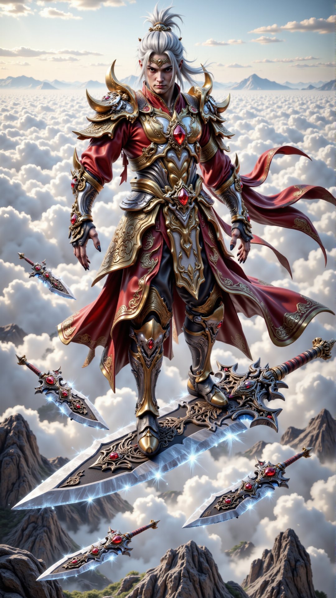 swordriding,  standing on a floating sword by MagicPeter on Tensor.Art