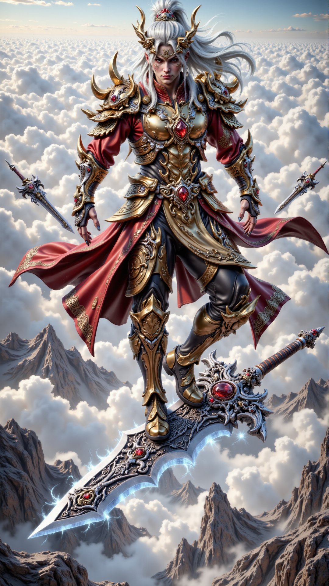 swordriding,  standing on a floating sword by MagicPeter on Tensor.Art