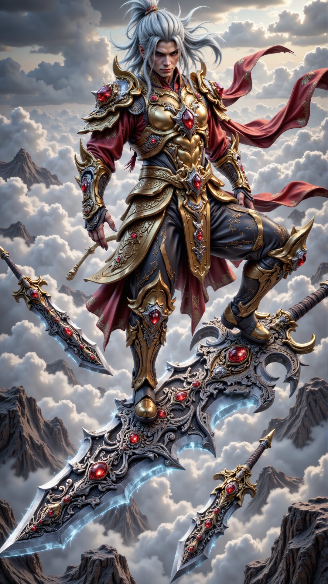 swordriding,  standing on a floating sword by MagicPeter on Tensor.Art