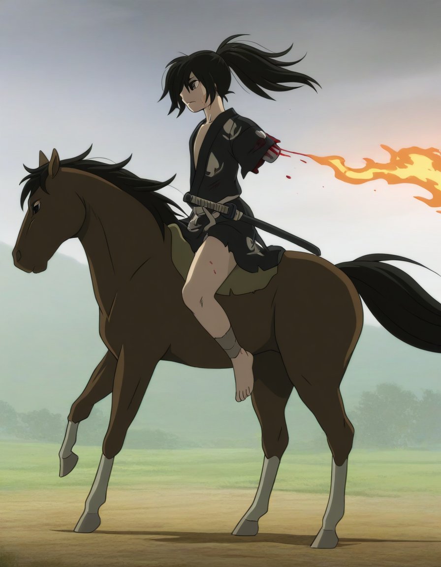 anime coloring,  anime screenshot,  HyakkimaruILXL by TecnoIA on Tensor.Art