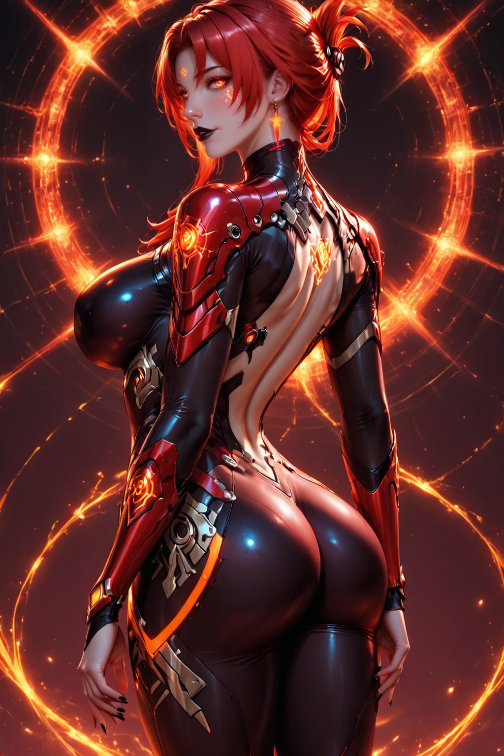Murata Himeko /(Honkai Impact/),  solo,  orange glowing hair by *Devin* on Tensor.Art