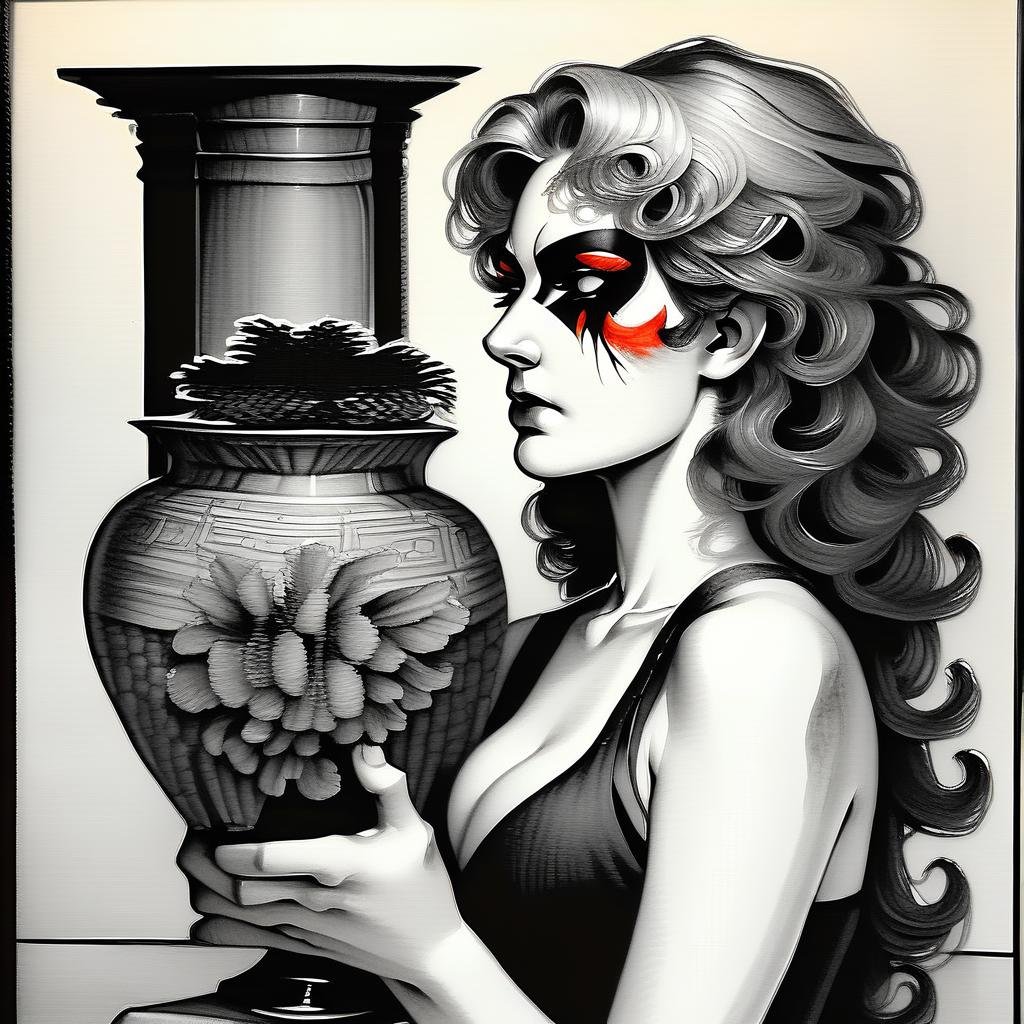 palestyle,  black and white,  red highlights by user_819357688789016250 on Tensor.Art
