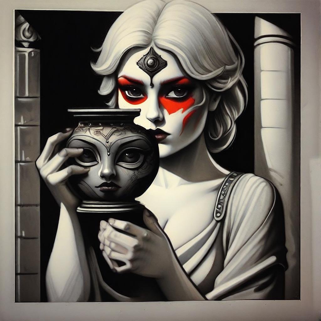 palestyle,  black and white,  red highlights by user_819357688789016250 on Tensor.Art