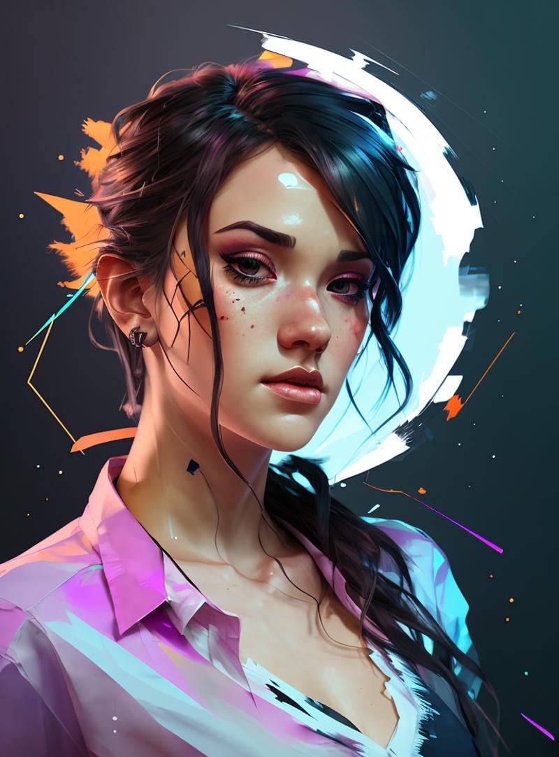 arcane style award winning half body portrait of,  with ombre dark hairstyle,  beautiful face by Shurik on Tensor.Art