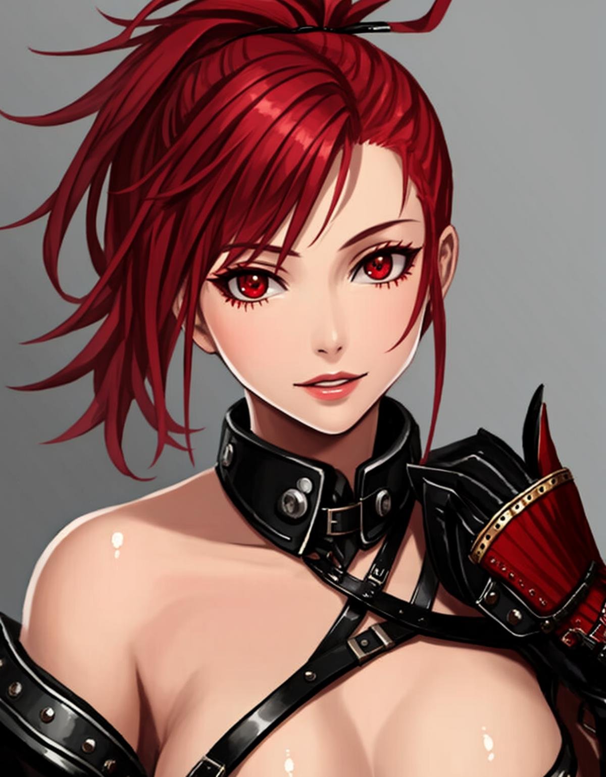 portrait woman with red mohawk steampunk theme,  sharp focus by Shurik on Tensor.Art