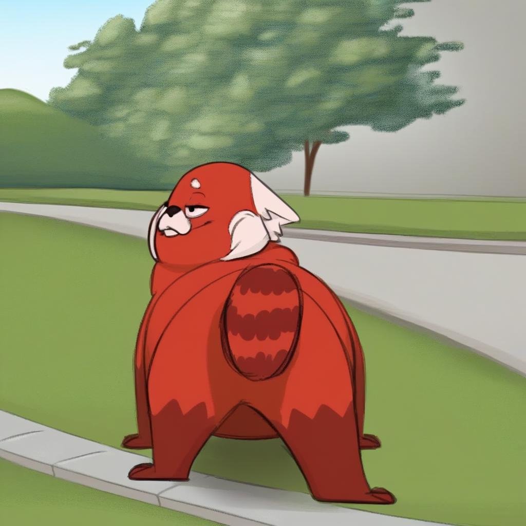 meilin lee's red panda form,  feral,  solo by Xposing_Organisms on Tensor.Art