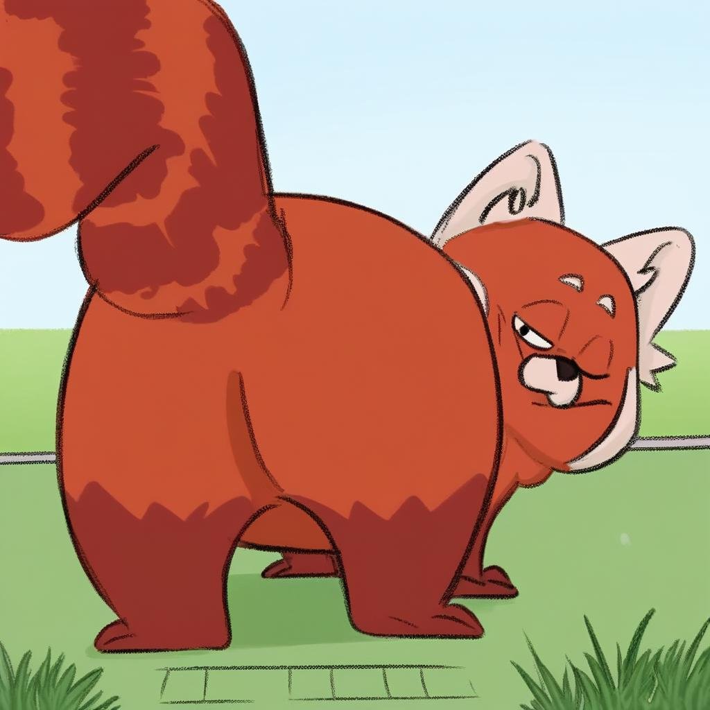 meilin lee's red panda form,  feral,  solo by Xposing_Organisms on Tensor.Art