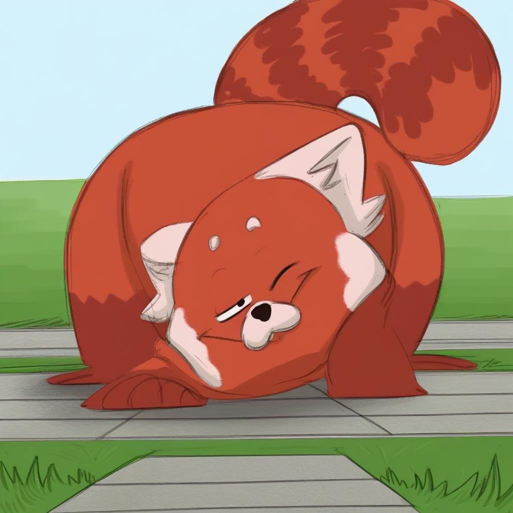 meilin lee's red panda form,  feral,  solo by Xposing_Organisms on Tensor.Art