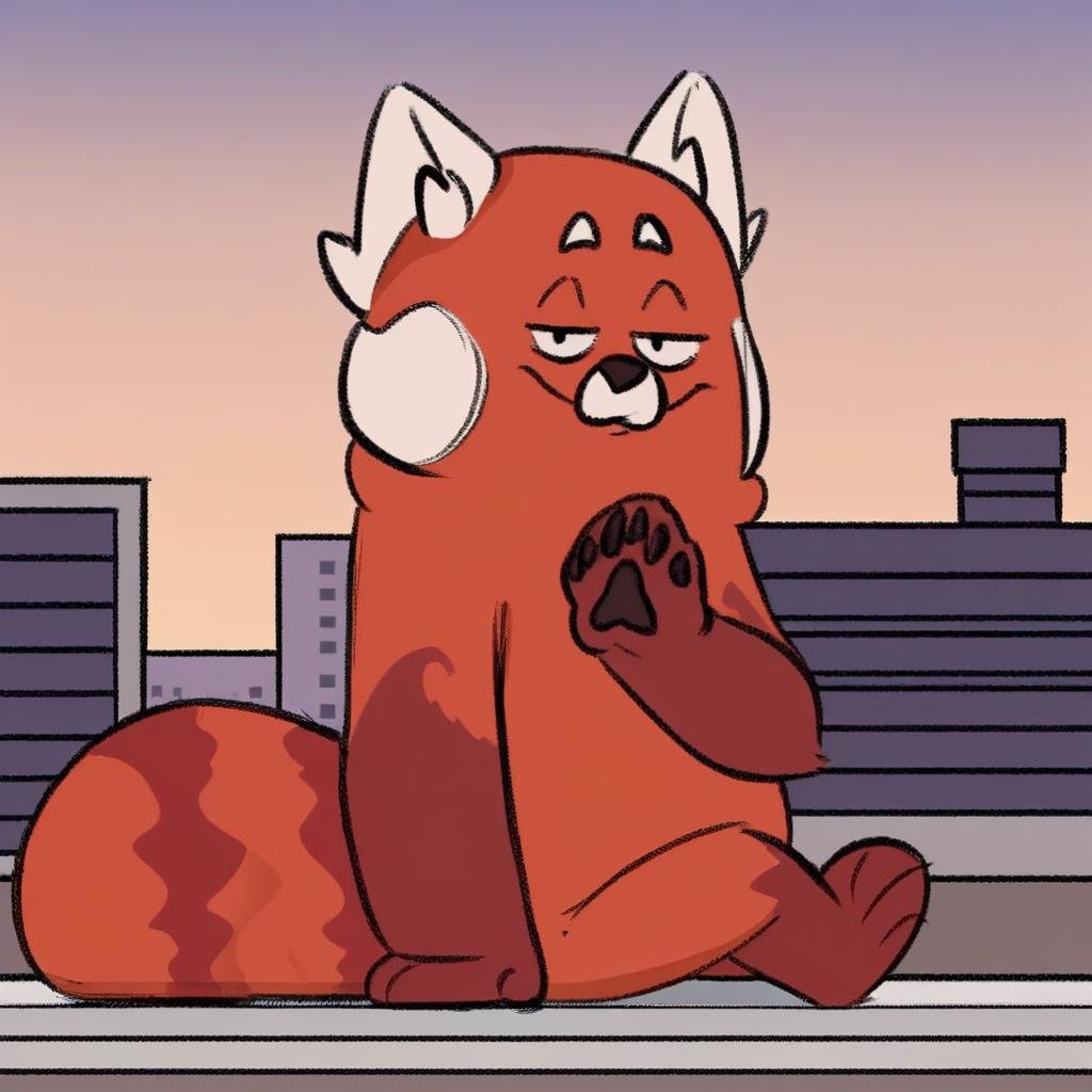 meilin lee's red panda form,  feral,  solo by Xposing_Organisms on Tensor.Art