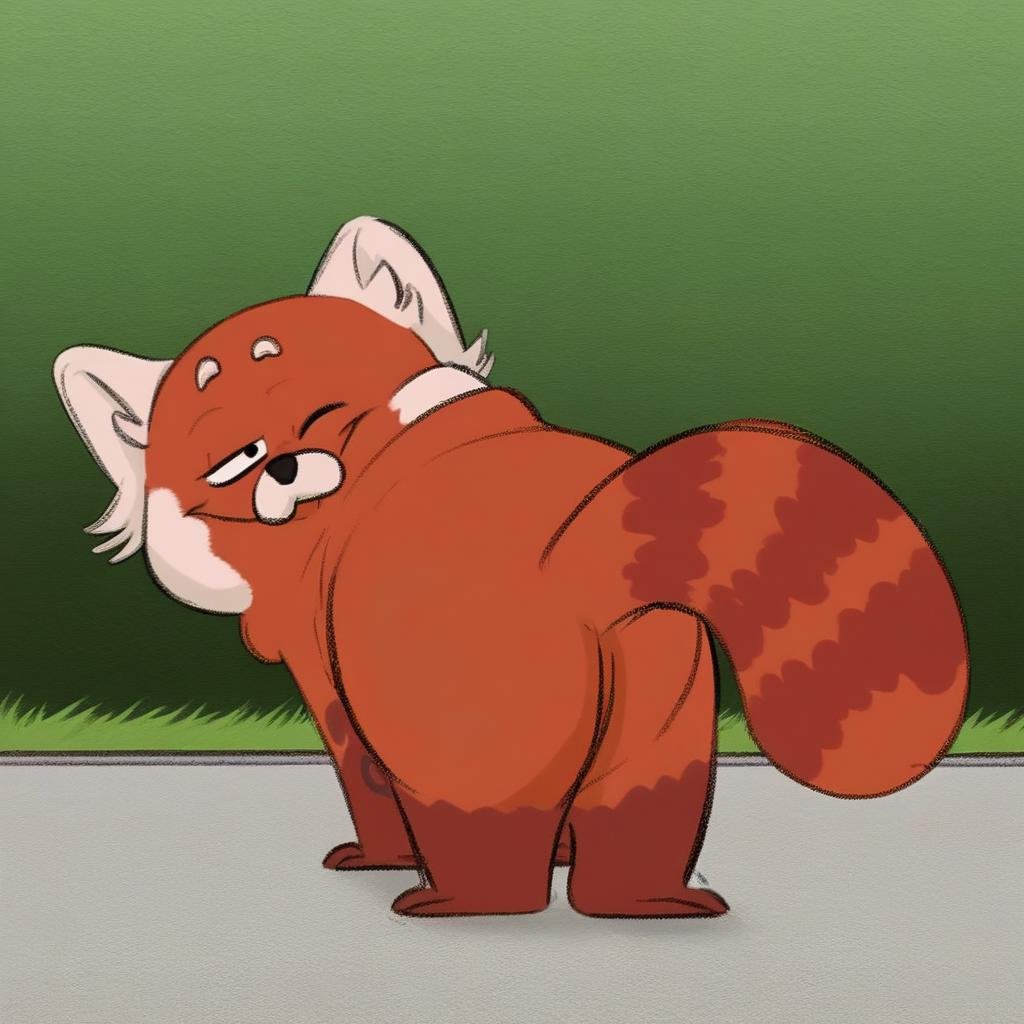 meilin lee's red panda form,  feral,  solo by Xposing_Organisms on Tensor.Art