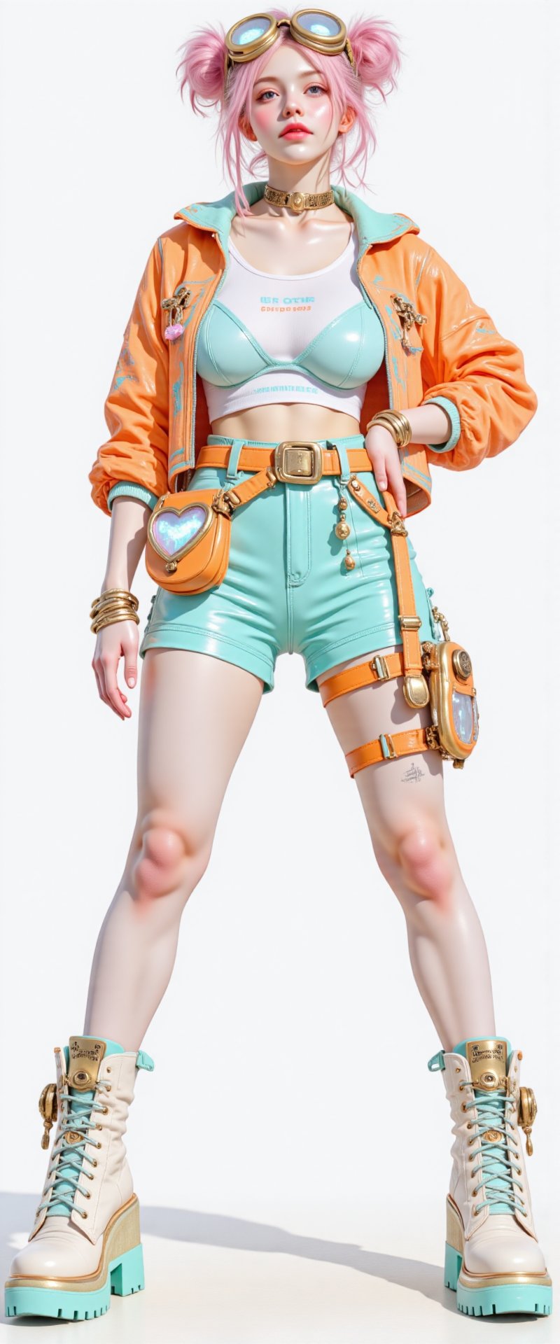 functional fashion,  industrial chic,  bright playful steampunk street couture by Kunjung on Tensor.Art