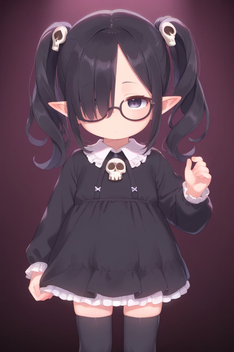 loli fanir skull hair ornament ,  thighhighs,  twintails by ron on Tensor.Art