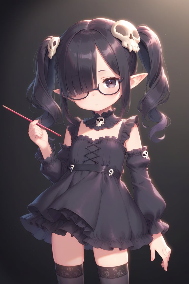 loli fanir skull hair ornament ,  thighhighs,  twintails by ron on Tensor.Art