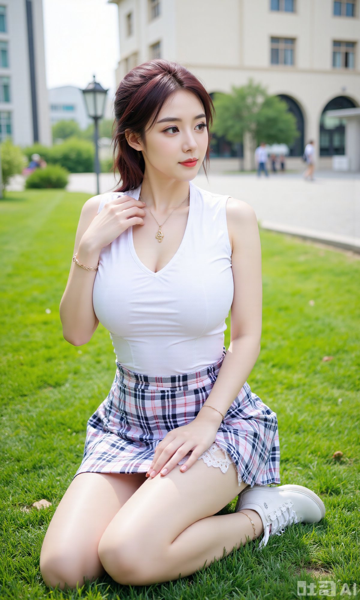 schoolgirl character,  jk style outfit,  kneeling pose by DeepBlue藍心 on Tensor.Art