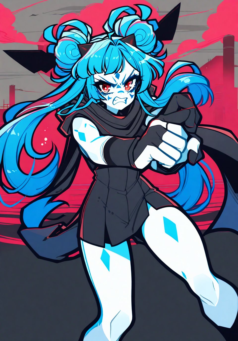 1girl,  blue hair,  red eyes by RED FIRE on Tensor.Art