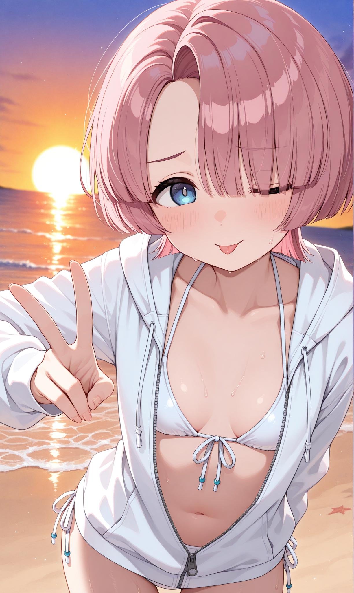 arimura mao,  asymmetrical bangs,  hair over one eye by scarxzys_ on Tensor.Art