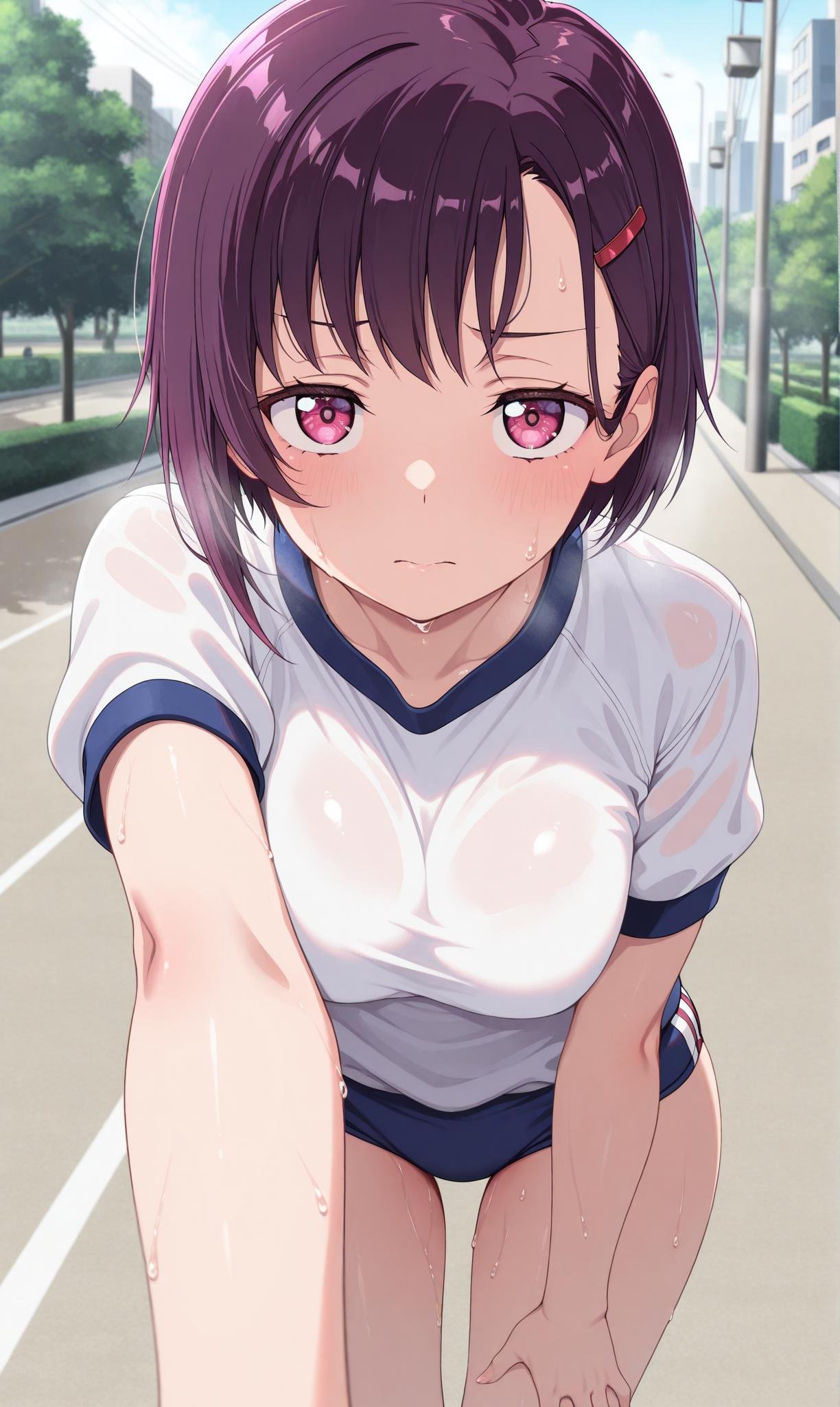 mikazuki shizuka,  purple hair,  pink eyes by scarxzys_ on Tensor.Art