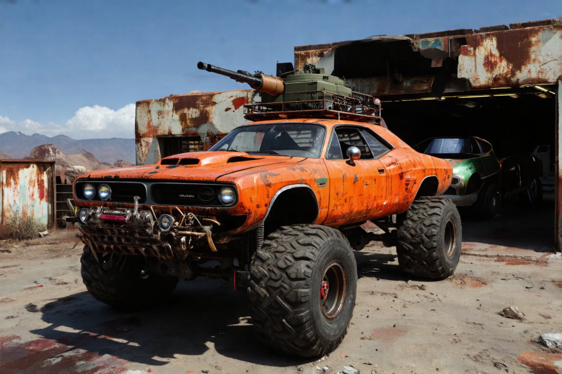 dodge chalenger srt,  pickup truck,  monster truck wheels by VyugaMenyaZamela on Tensor.Art