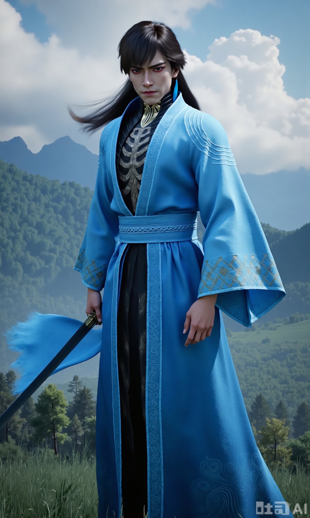 a majestic man in Hanfu,  long hair,  with a sword by DeepBlue藍心 on Tensor.Art