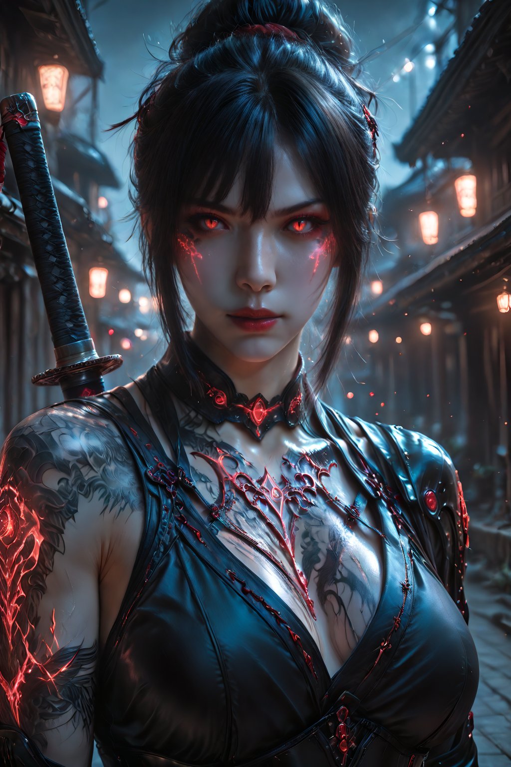 ...........photorealistic,  realistic,  close-up portrait of japanese samurai woman #demon #fantasy by *Devin* on Tensor.Art