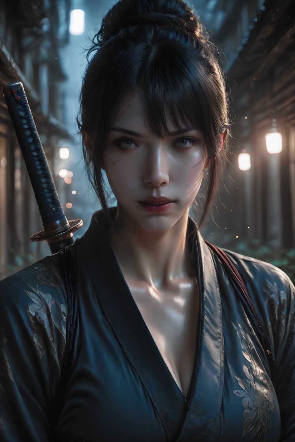 ...........photorealistic,  realistic,  close-up portrait of japanese samurai woman by *Devin* on Tensor.Art
