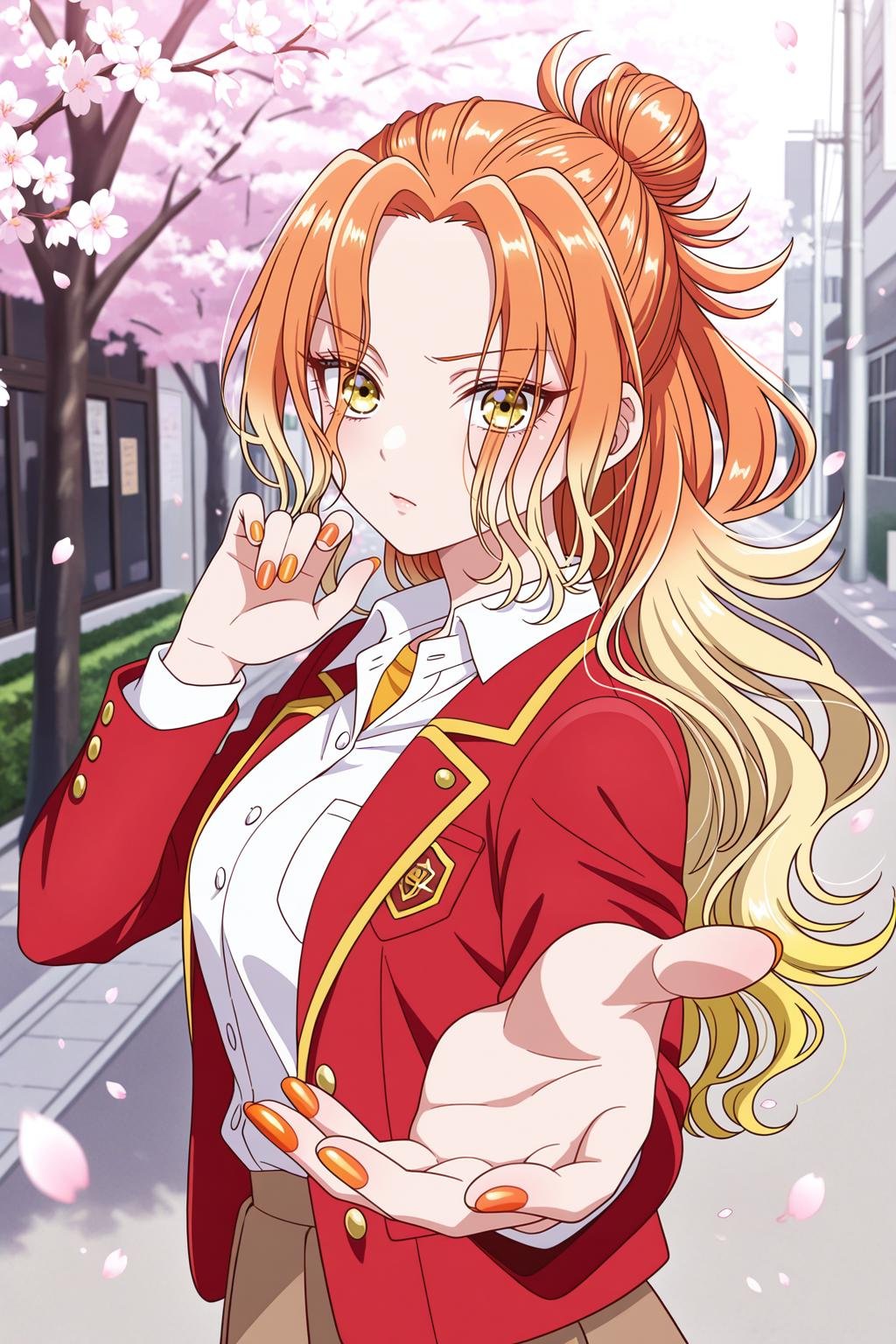mikadono niko,  orange hair,  yellow eyes by scarxzys_ on Tensor.Art