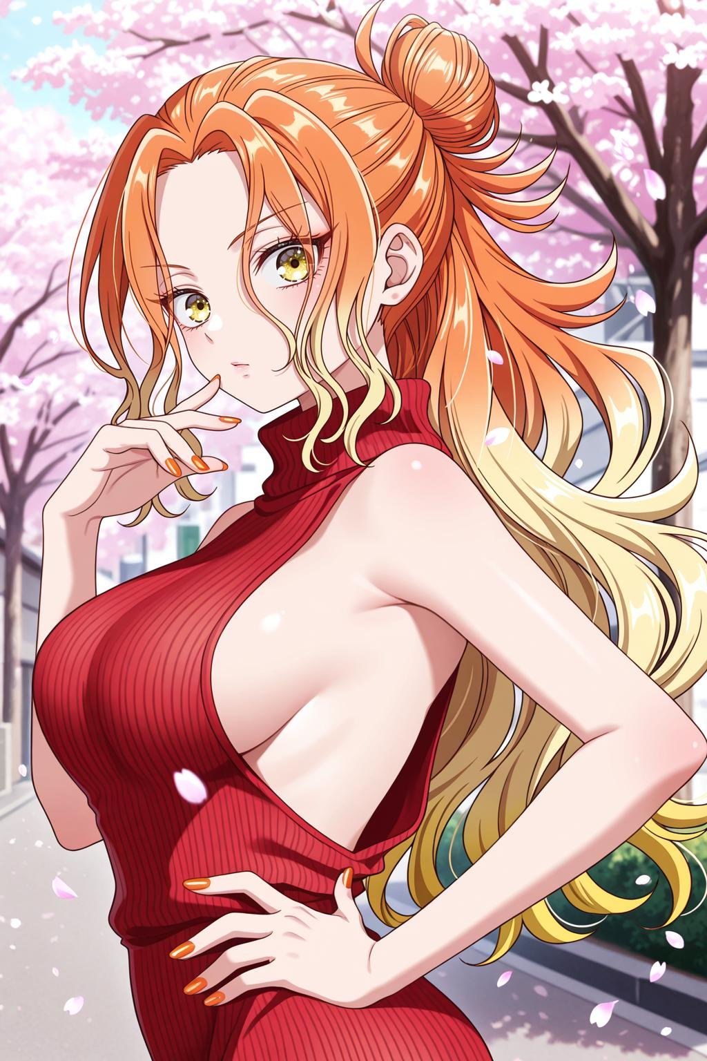 mikadono niko,  orange hair,  yellow eyes by scarxzys_ on Tensor.Art