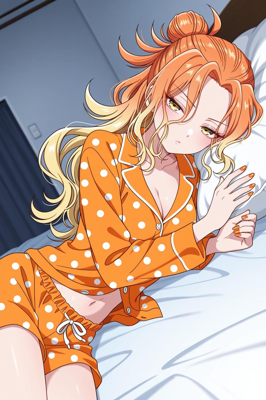 mikadono niko,  orange hair,  yellow eyes by scarxzys_ on Tensor.Art