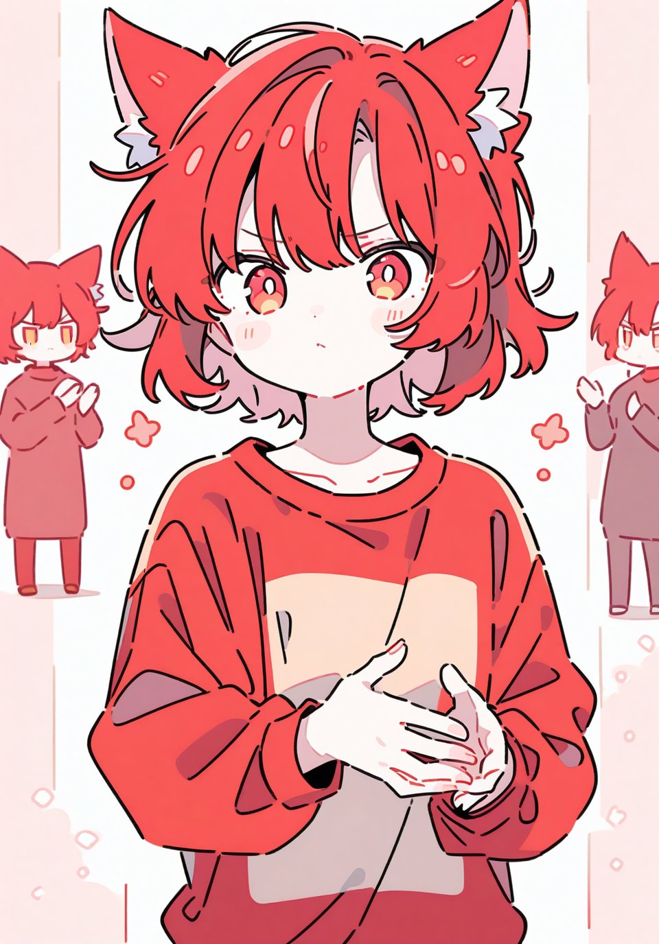 Cat girl,  red hair,  red eyes by RED FIRE on Tensor.Art