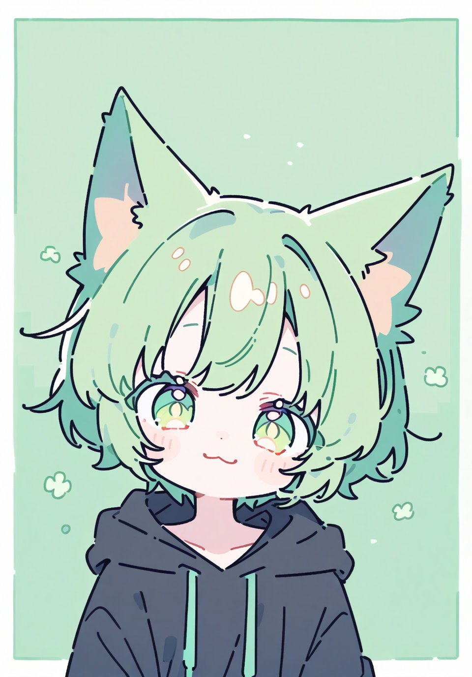 cat girl,  :3,  green hair by RED FIRE on Tensor.Art