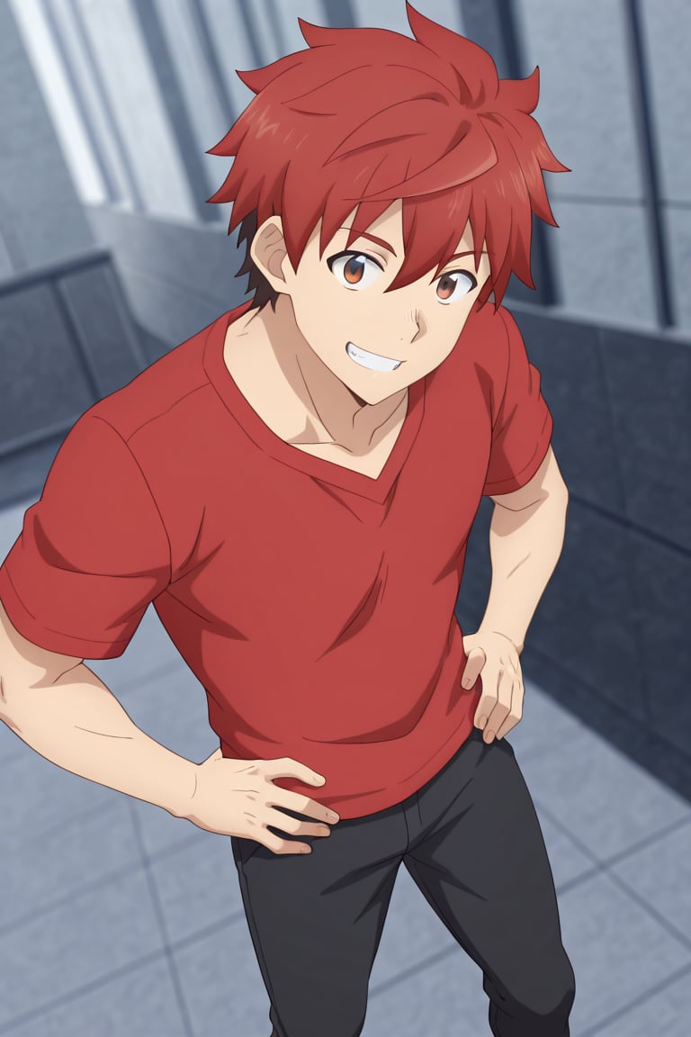 anime screencap,  enettou-1male focus,  red_enettou_hair by Dadadala on Tensor.Art