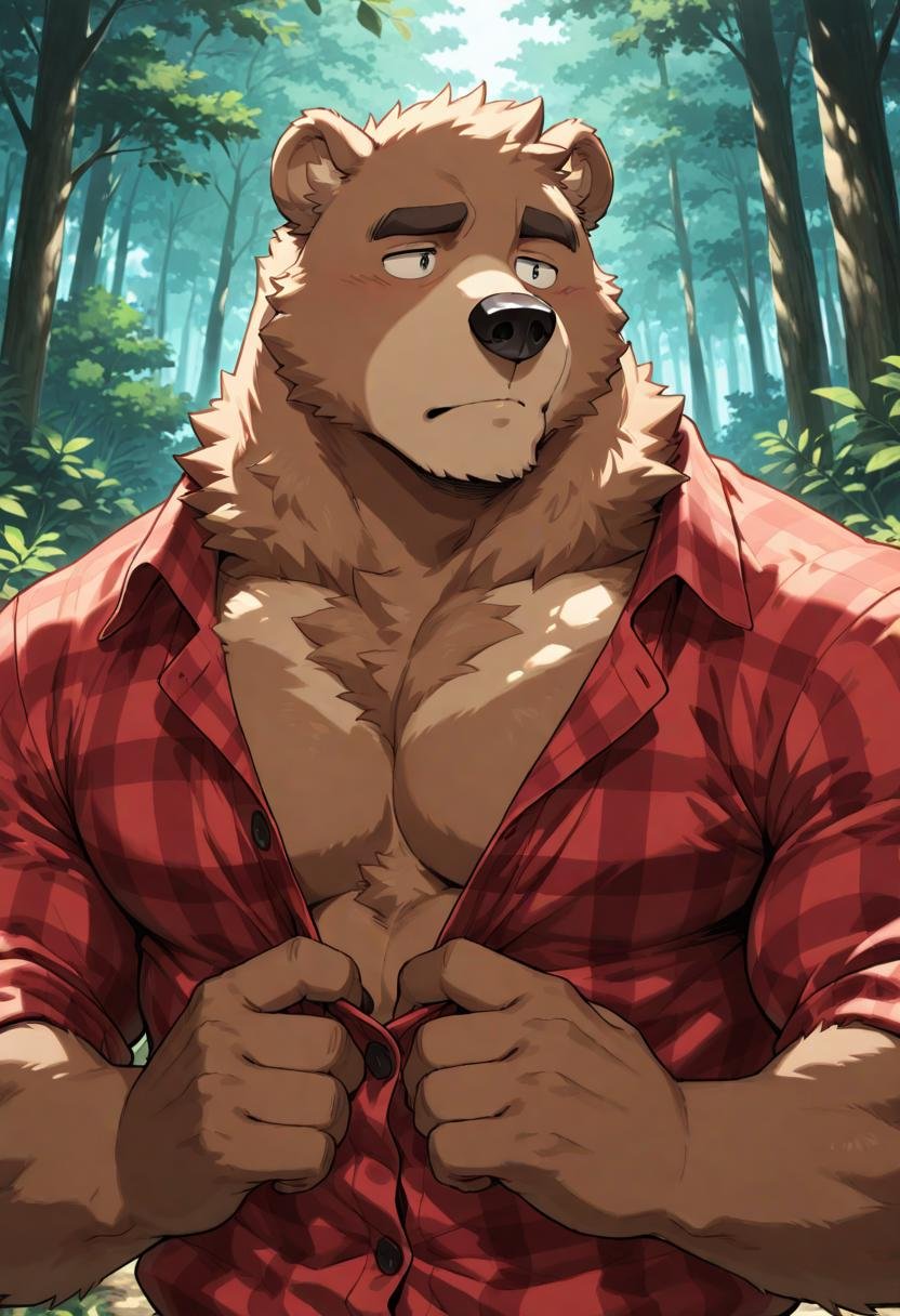 male bear furry,  light brown fur,  big and muscular by ReedVaughn on Tensor.Art