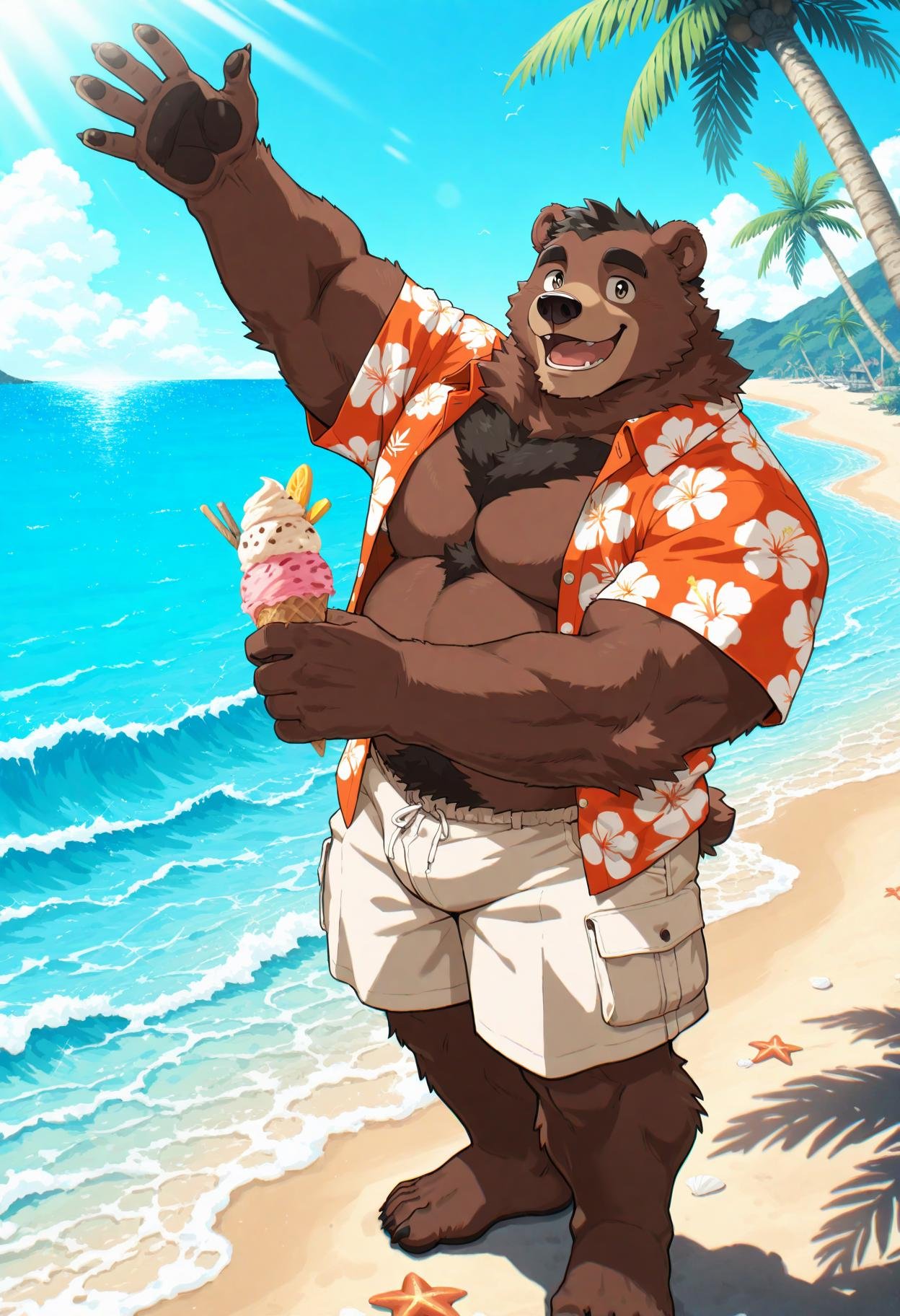 male bear furry,  young adult,  big strong chubby muscular build by ReedVaughn on Tensor.Art