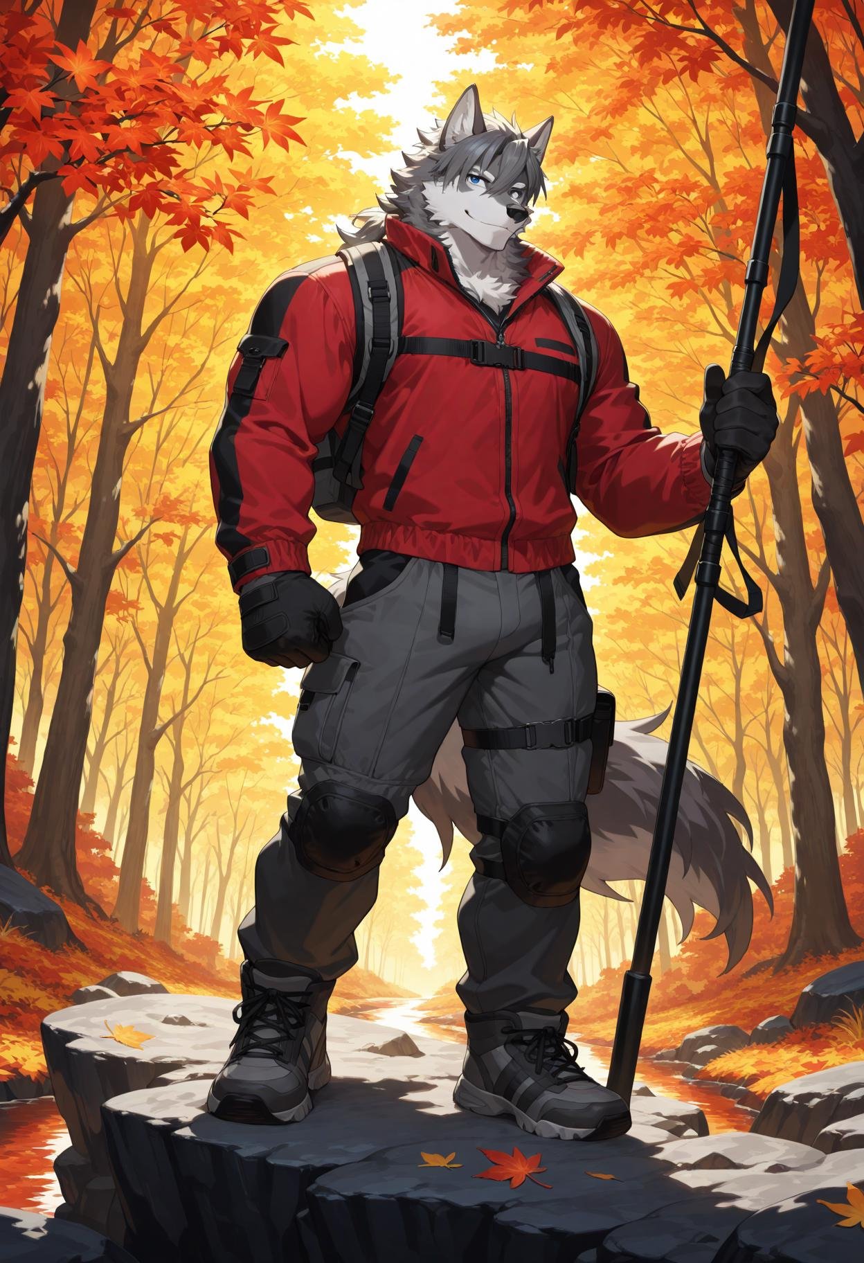 male wolf furry,  young adult,  tall athletic muscular build by ReedVaughn on Tensor.Art