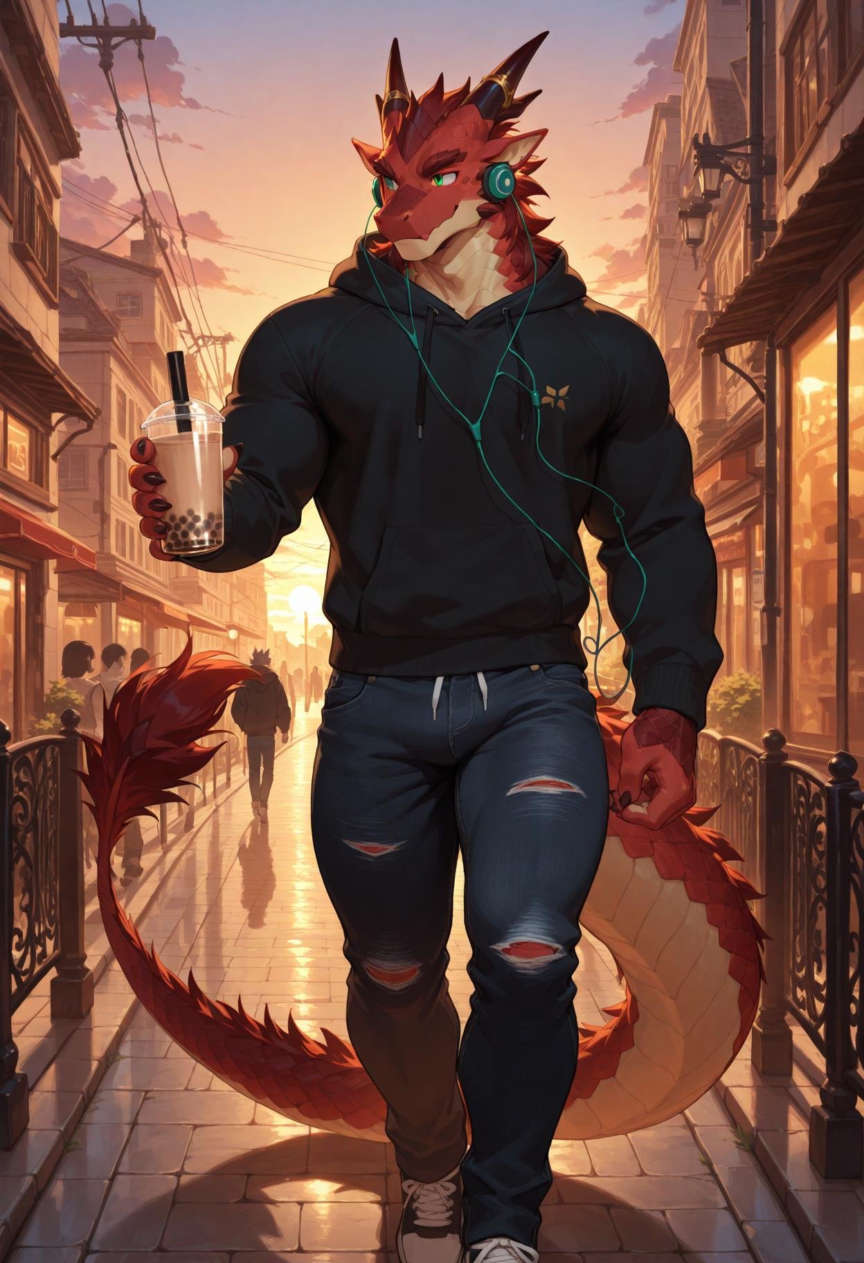 male dragon furry,  young adult,  tall muscular build by ReedVaughn on Tensor.Art