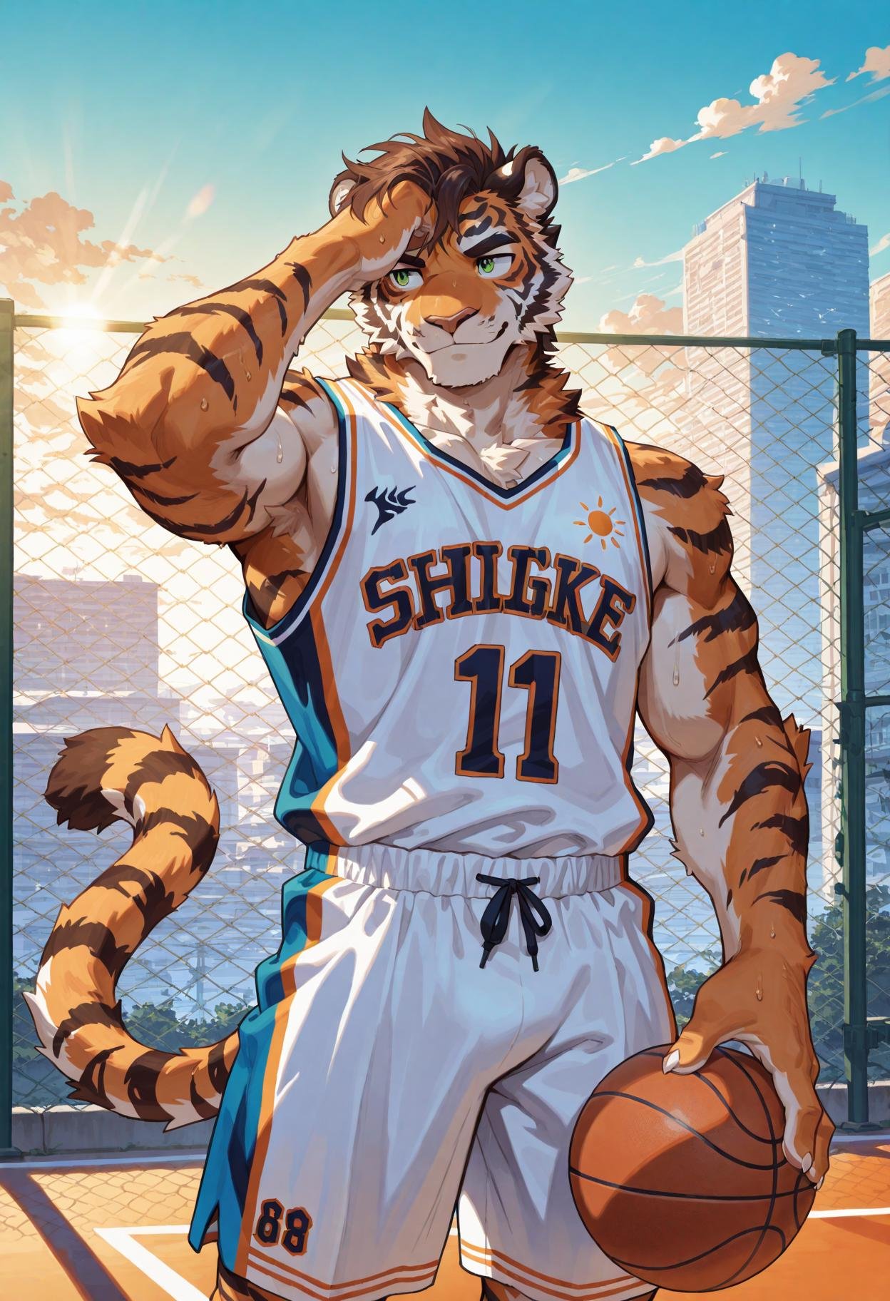 male tiger furry,  teenage boy,  slim yet defined athletic build by ReedVaughn on Tensor.Art