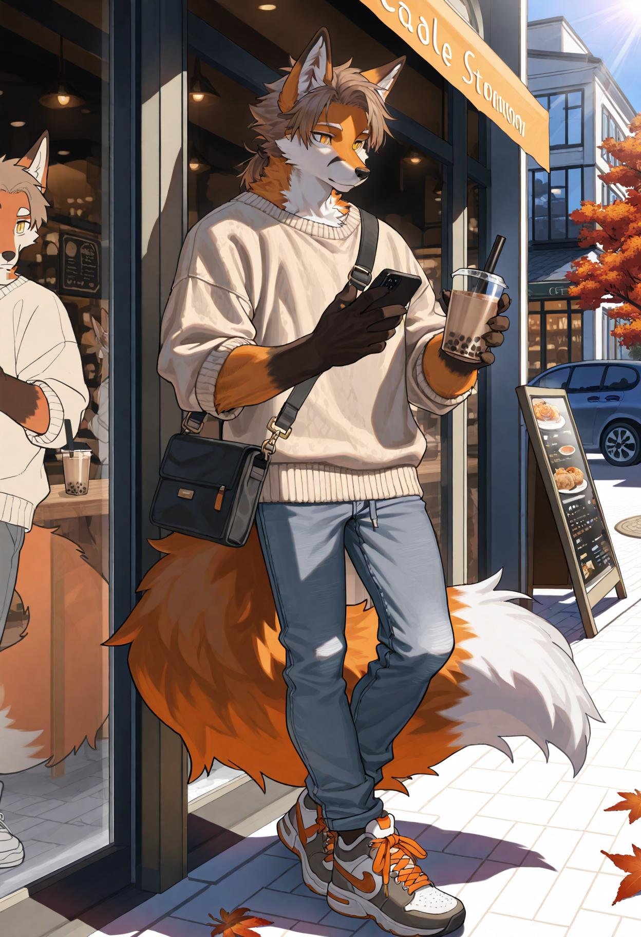 male fox furry,  teenage boy about 17 years old,  slim athletic build with toned legs by ReedVaughn on Tensor.Art