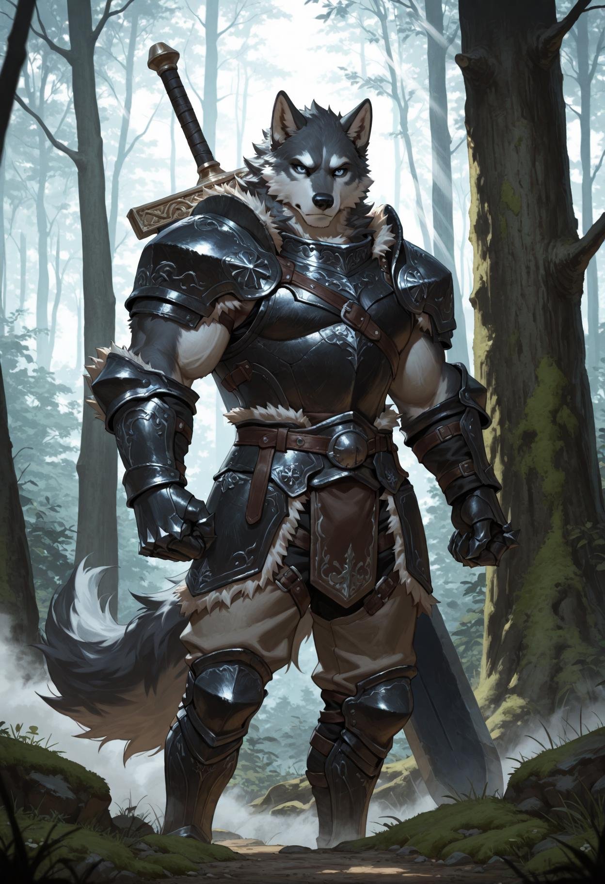 male wolf furry,  young adult,  strong muscular athletic build by ReedVaughn on Tensor.Art