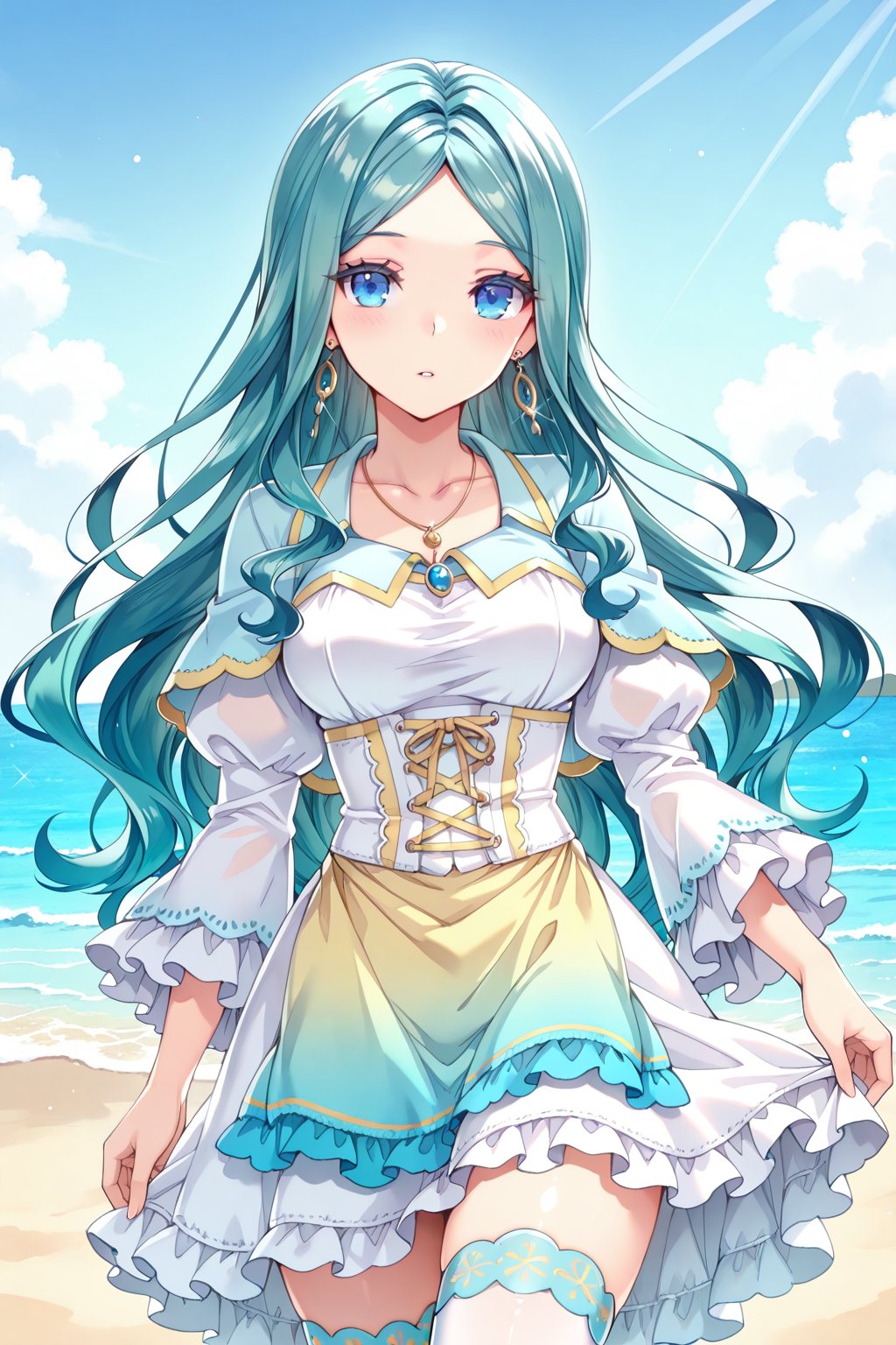 on the beach,  on the beach,  Thigh exposed by lijia on Tensor.Art
