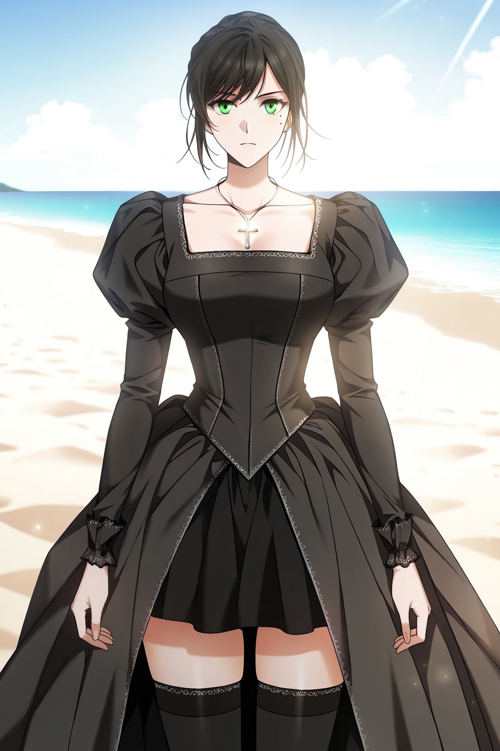 on the beach,  on the beach,  Thigh exposed by lijia on Tensor.Art