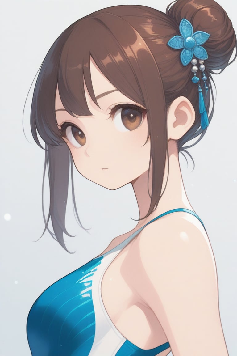 swimsuitgirl,  brown hair,  sidelocks by daretoku-2 on Tensor.Art
