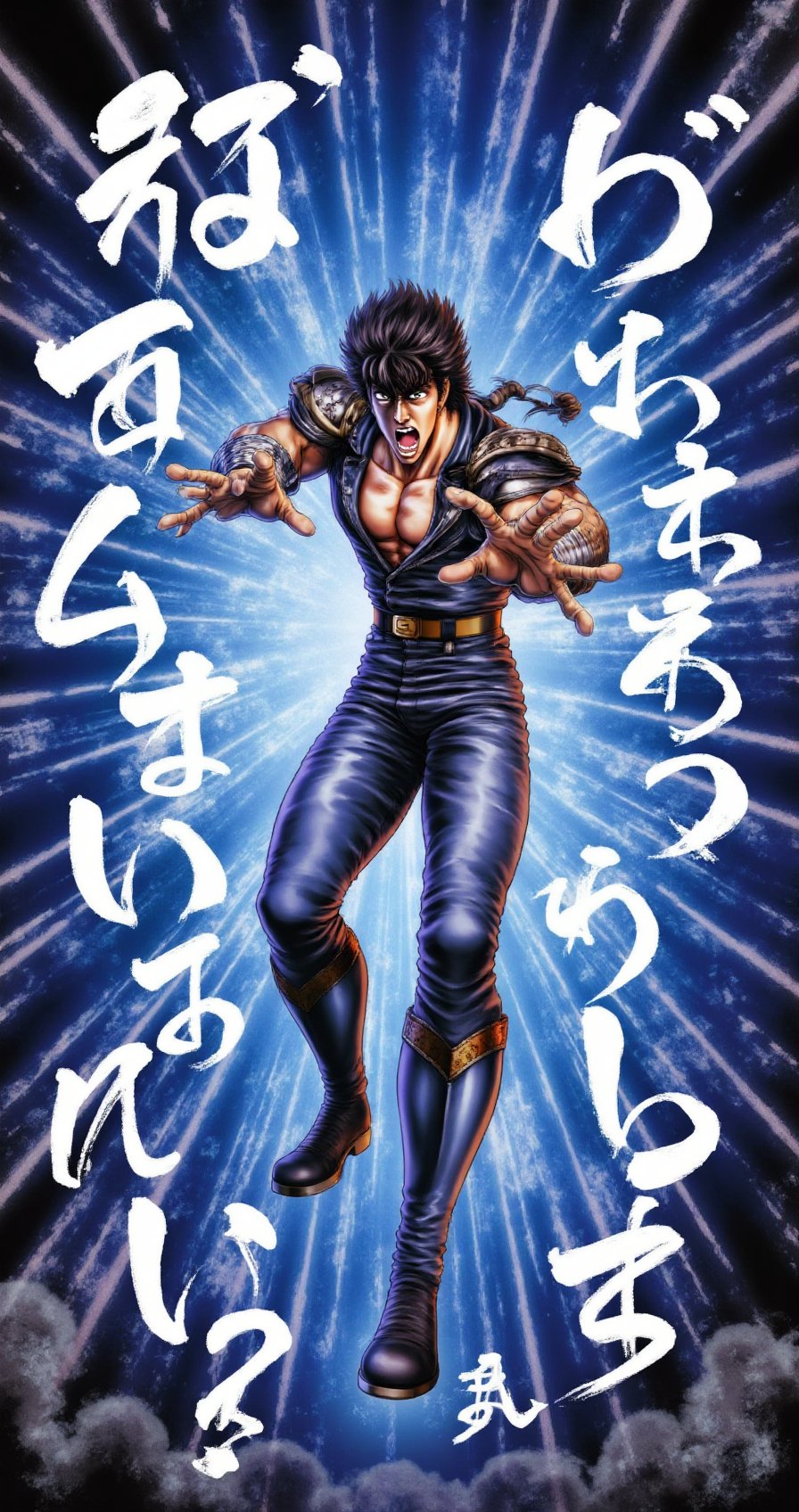 kenshiro_fotns,  martial arts action stance,  shouting expression by JoeArt on Tensor.Art