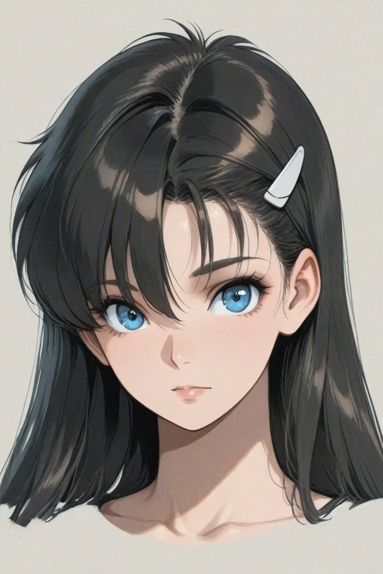 cristy,  black long hair,  white hairclip by daretoku-2 on Tensor.Art