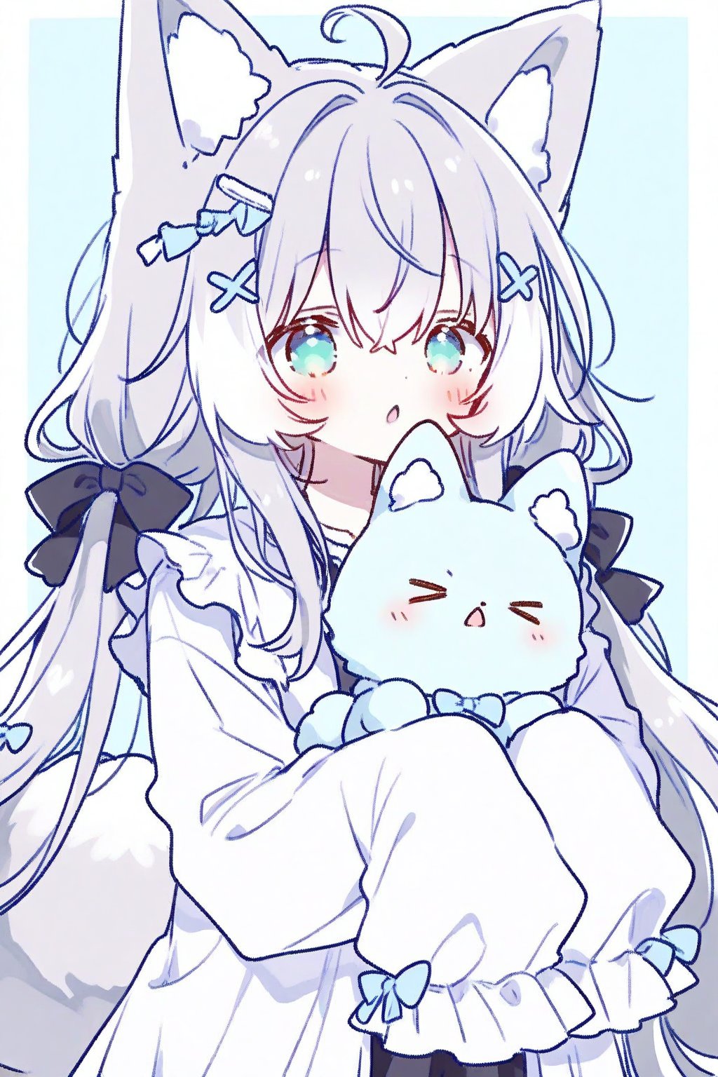 1girl,  animal ears,  hair ornament by 13ep on Tensor.Art